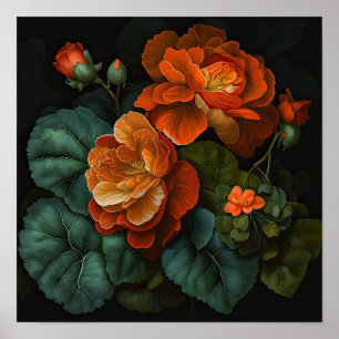 Laranja Begonias Flores Impressão