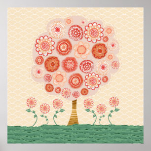 Laranja Blossom Árvore Mídia Poster Impressão