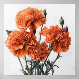 Laranja Carnais Flores Impressão