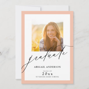 Laranja Claro Elegante Rótulo 2 Foto Graduação