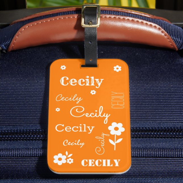 Laranja com Flores Brancas, Etiqueta de Bagagem Pe (Frente Insitu 2)