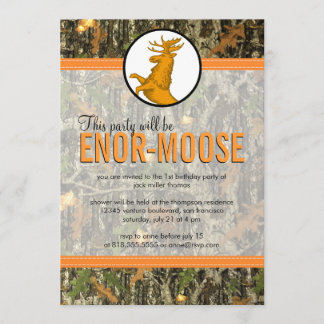 Laranja - Convite de aniversário Camo & Moose