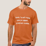 Laranja do camiseta de SysAdmin - servidor deixado<br><div class="desc">Mel,  eu não estou vindo em casa para o comensal… o servidor deixado de funcionar.  Para todos aqueles amantes do tshirt do sysadmin para fora lá….porque acontece.</div>