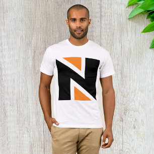 Laranja E Preto - Letra N Mens T-Shirt