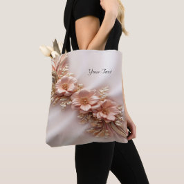 Laranja Elegante Peach Floral Tote Bag