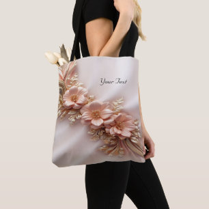 Laranja Elegante Peach Floral Tote Bag