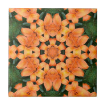 Laranja Floral Mosaico - Padrão Cerâmico Azulejo