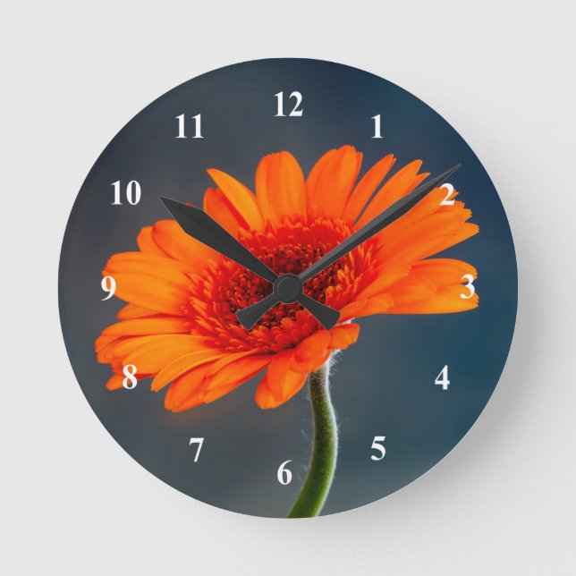 Laranja Gerbera - Relógio de parede acrílica (Frente)