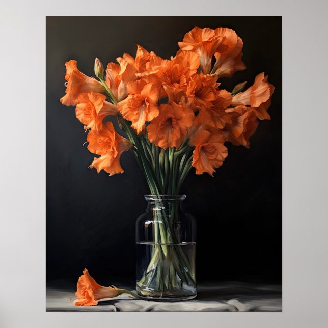Laranja Gladiolus Flores Impressão (Frente)