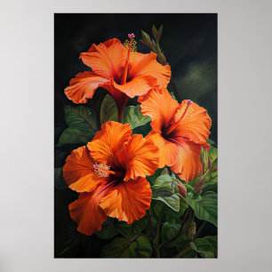 Laranja Hibiscus Flower Art Impressão