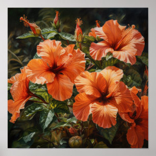 Laranja Hibiscus Flower Art Impressão