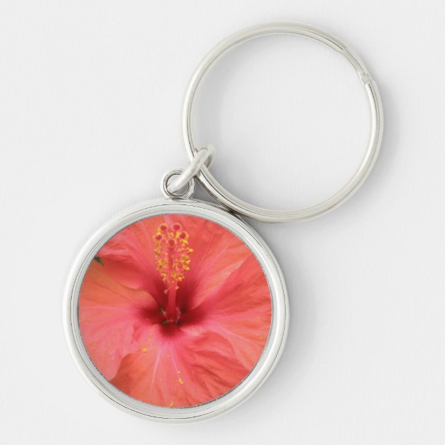 Laranja Hibiscus Flower Macro Chaveiro (Frente)