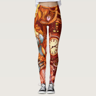 Laranja + Marrom Steampunk Sereia Legging Personal