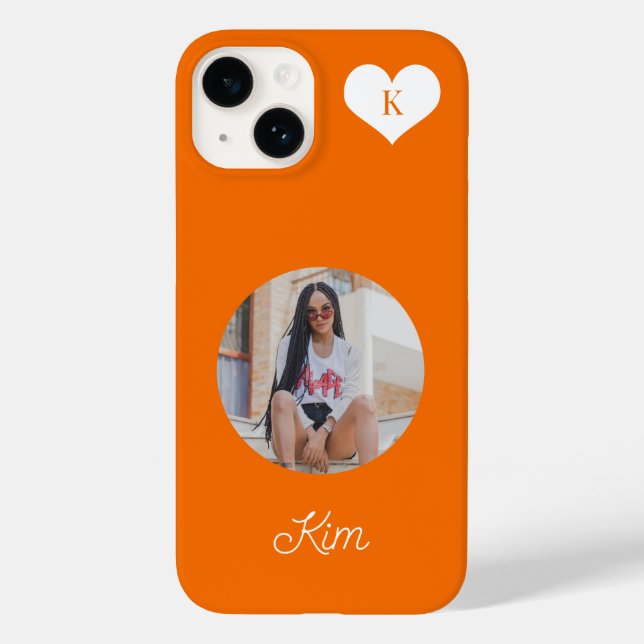 Laranja moderno personalizado com foto e nome tren (Verso)