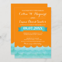 Laranja Nos Convites de casamento Marítimos Náutic