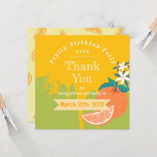 Laranja Obrigado pelo Aniversário Frutado (Frente/Verso In Situ)