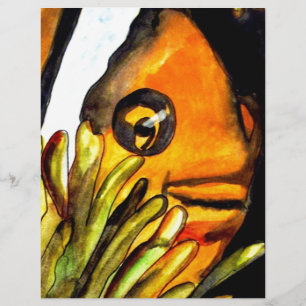 Laranja Palhaço Peixe aquarela pintura original