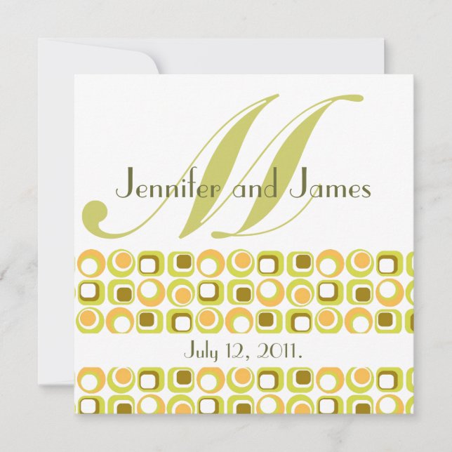 Laranja retro do rosa do convite do casamento do (Frente)