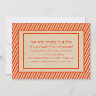 Laranja Trendy Stripes Salve o Convite de Data