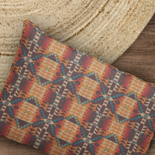 Laranja Vermelho Castanho Azul Tribal Arte Mosaica