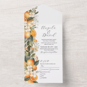 Laranjas Florais Fruta Convite de casamento e RSVP