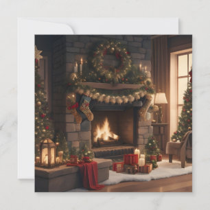 Lareira Feliz Cartão de Natal