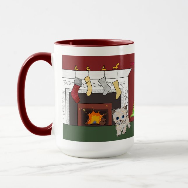 Lareira gatinha caneca de Natal grande sonho (Esquerda)