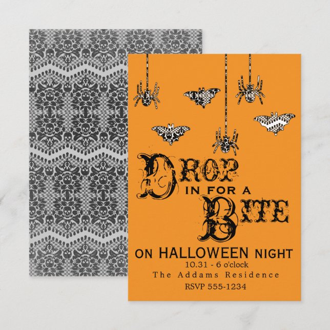 Largar para uma mordida - Convite para aranha eleg (Frente/Verso)