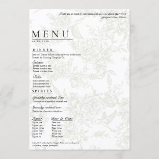Large Floral Wedding Menu