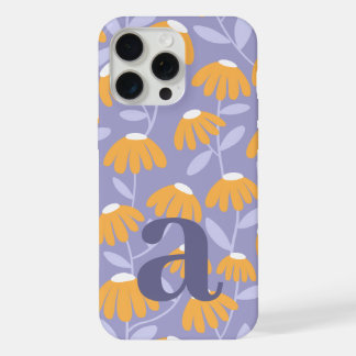 Large Monogram Letter Yellow & Blue Floral Pattern