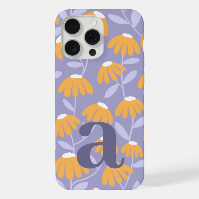 Large Monogram Letter Yellow & Blue Floral Pattern (Verso)