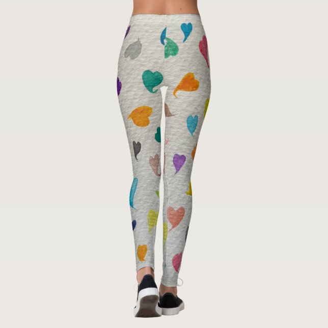 Large Watercolor Hearts Leggings (Verso)