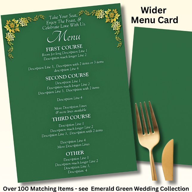 Larger Menu Card - Emerald Green & Gold (Criador carregado)