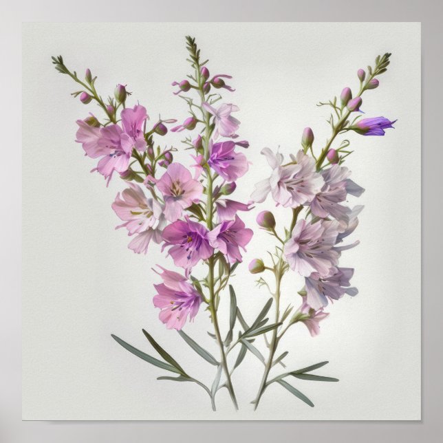 Larkspur Flower Art Poster (Frente)