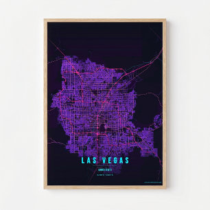 Las Vegas Cartaz Neon Impressão Mapa Nevada Arte d