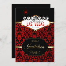 Las Vegas em Red Damask | Convite de festas