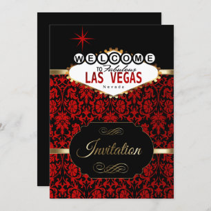 Las Vegas em Red Damask Convite de festas