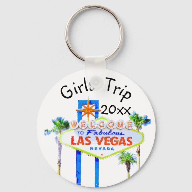 Las Vegas Girls NIght Out Trip Button Chaveiro (Frente)