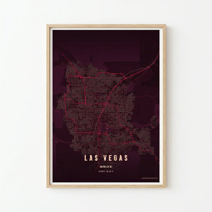 Las Vegas Ruby Cartaz de Impressão Mapa de Nevada 
