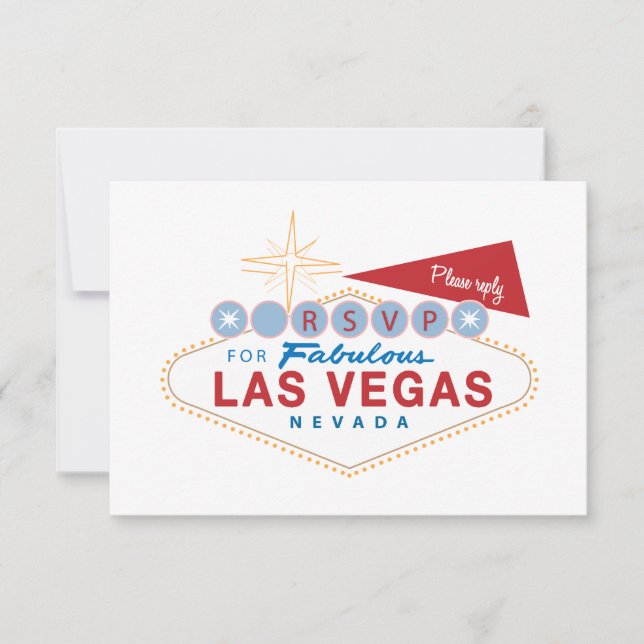 Las Vegas Sign RSVP | Cartão de Resposta de Casame (Frente)