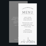 Las Vegas Skyline | Menu Janto Evento de Casamento<br><div class="desc">Um conjunto de menus personalizados de comida para o seu próximo evento temático de casamento na linda e famosa cidade de Las Vegas. Ele apresenta uma ilustração desfeita do horizonte da cidade. Acima disso, são pontos para a sua seleção de menu exclusiva. No verso está uma cor de cinza de...</div>