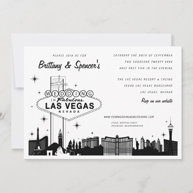 Las Vegas Strip | Convite Para Casamento De Las Ve (Frente)