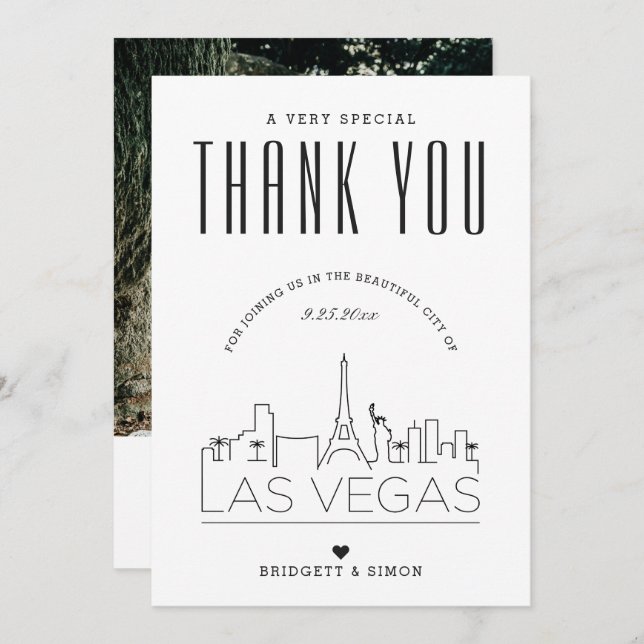 Las Vegas Wedding | Obrigado + Cartão com fotos (Frente/Verso)