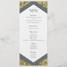 Lascivo Cinza & Flocos de Brilho Dourado Menu de C