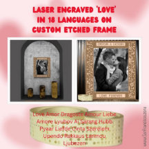 Laser personalizado gravado como 'AMOR' em 18 idio