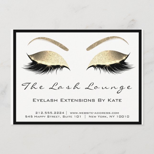 Lashes Extensão após Instrução de Cuidados Dourado (Frente)