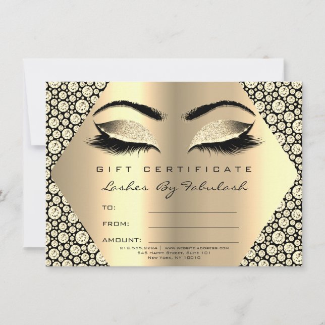 Lashes Makeup Dourado Certificado de Diamante Pres (Frente)