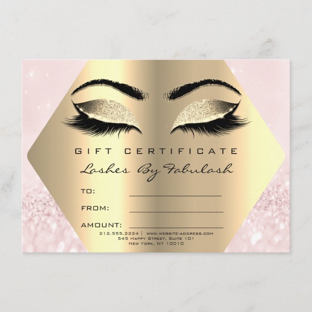 Lashes Makeup Dourado Diamond Certificate Gift Pin (Frente)