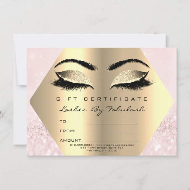 Lashes Makeup Dourado Diamond Certificate Gift Pin (Frente)