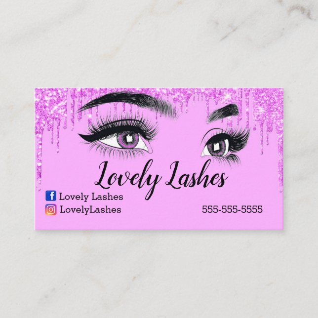 Lashes Rosa Cartão de visita (Frente)
